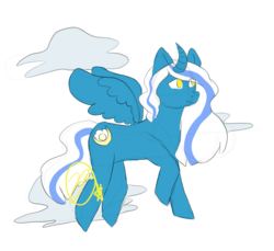 Size: 900x825 | Tagged: safe, artist:stard-bard, oc, oc:fleurbelle, alicorn, pony, adorabelle, alicorn oc, cloud, cute, flying, ocbetes, solo, yellow eyes