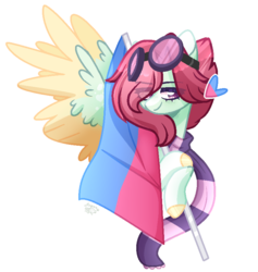 Size: 776x820 | Tagged: safe, artist:sugaryicecreammlp, oc, oc only, oc:celestial star, pegasus, pony, base used, clothes, colored hooves, colored wings, female, mare, multicolored wings, portrait, pride, pride flag, pride month, scarf, simple background, solo, straight pride, straight pride flag, transparent background, wings