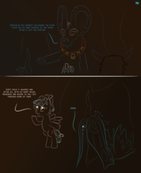 Size: 985x1200 | Tagged: safe, artist:quint-t-w, cozy glow, grogar, lord tirek, queen chrysalis, changeling, changeling queen, pegasus, pony, g4, comic, dialogue, female, gradient background, insult, legion of doom