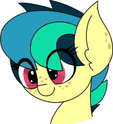 Size: 323x352 | Tagged: safe, artist:mrneo, oc, oc only, oc:apogee, pegasus, pony, bust, ear freckles, female, filly, freckles, portrait, simple background, smiling, solo, transparent background