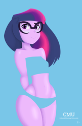 Size: 828x1280 | Tagged: safe, artist:7los7, sci-twi, twilight sparkle, equestria girls, g4, female, glasses, looking at you, negative space, sexy, smiling, solo