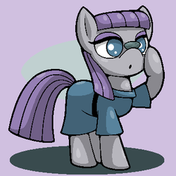Size: 360x360 | Tagged: safe, artist:psychovdude13x, boulder (g4), maud pie, earth pony, pony, g4, cute, female, looking at something, mare, maudabetes, no pupils, solo