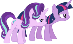 Size: 5000x3011 | Tagged: safe, artist:dashiesparkle, starlight glimmer, twilight sparkle, alicorn, pony, unicorn, g4, the times they are a changeling, .svg available, duo, duo female, female, high res, mare, simple background, transparent background, twilight sparkle (alicorn), vector