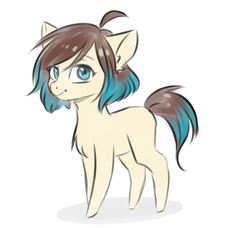 Size: 2000x1825 | Tagged: safe, artist:nath, oc, oc only, oc:mocha polo, earth pony, pony, ahoge, big ears, blue eyes, blue mane, brown mane, chest fluff, simple background, solo, tan, two toned hair, white background