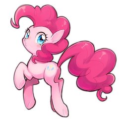 Size: 827x800 | Tagged: safe, artist:nora1211, pinkie pie, earth pony, pony, g4, cute, diapinkes, female, looking at you, looking back, looking back at you, mare, simple background, solo, white background