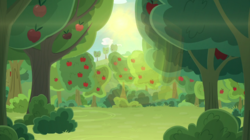 Size: 2100x1180 | Tagged: safe, screencap, g4, going to seed, apple, apple orchard, apple tree, food, no pony, orchard, scenery, tree