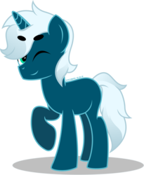 Size: 1386x1690 | Tagged: safe, artist:stellardusk, oc, oc only, oc:clear dusk, pony, unicorn, blank flank, looking at you, one eye closed, simple background, solo, transparent background, wink