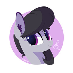 Size: 1000x1000 | Tagged: safe, artist:lollipony, octavia melody, earth pony, pony, g4, abstract background, bust, cute, ear fluff, female, head only, mare, music notes, portrait, solo, tavibetes, vector
