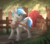 Size: 1500x1331 | Tagged: safe, artist:redchetgreen, oc, oc only, oc:cloud zapper, pegasus, pony, crepuscular rays, food, fruit, male, orchard, scenery, solo, stallion, tree, wagon
