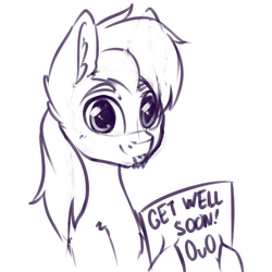 Size: 1024x1024 | Tagged: safe, artist:dsp2003, oc, oc only, oc:jack of trades, pony, 0u0, :p, bipedal, get well card, get well soon, looking at you, male, monochrome, simple background, sketch, stallion, tongue out, white background