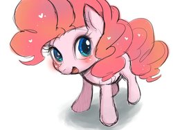 Size: 957x720 | Tagged: safe, artist:hosikawa, pinkie pie, earth pony, pony, g4, blushing, cute, diapinkes, female, heart, mare, open mouth, simple background, smiling, solo, white background