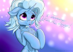 Size: 3536x2500 | Tagged: safe, alternate version, artist:nazorad, artist:piecesofeden, trixie, pony, unicorn, g4, chest fluff, cute, cyrillic, dialogue, diatrixes, female, fluffy, high res, horn, mare, russian, solo, translated in the comments