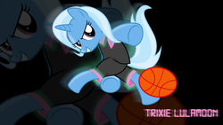 Size: 1920x1080 | Tagged: safe, artist:caliazian, artist:grapefruitface1, trixie, pony, g4, basketball, clothes, jersey, show accurate, sports, wallpaper