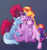 Size: 1396x1493 | Tagged: safe, artist:xdrop-of-inkx, fizzlepop berrytwist, starlight glimmer, sunset shimmer, tempest shadow, trixie, twilight sparkle, alicorn, pony, unicorn, g4, both cutie marks, colored hooves, counterparts, cuddling, eye scar, eyes closed, female, harem, hug, lesbian, magical quintet, mare, one eye closed, polyamory, s5 starlight, scar, ship:sunsetsparkle, ship:tempestlight, ship:twistarlight, ship:twixie, shipping, signature, simple background, twilight sparkle (alicorn), twilight sparkle gets all the mares, twilight's counterparts, twilight's harem