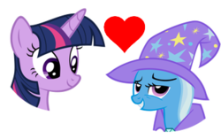 Size: 343x216 | Tagged: safe, edit, trixie, twilight sparkle, pony, g4, female, lesbian, ship:twixie, shipping