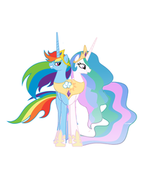 Size: 2220x2348 | Tagged: safe, artist:theunknowenone1, princess celestia, rainbow dash, alicorn, pony, g4, fusion, high res, we have become one