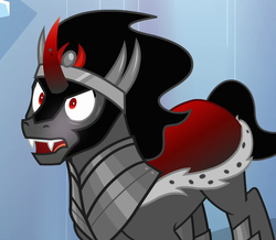 Size: 827x720 | Tagged: safe, screencap, king sombra, pony, unicorn, g4, season 9, the beginning of the end, armor, cropped, cute, fangs, male, solo, sombradorable