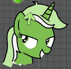 Size: 421x411 | Tagged: safe, oc, oc:upvote, derpibooru, arrow, derpibooru ponified, geometry dash, meta, ponified