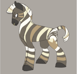 Size: 500x482 | Tagged: safe, artist:horsepowerred, oc, oc only, oc:desert sun, pony, zebra, gray background, male, nose piercing, nose ring, piercing, request, short tail, simple background, solo, stallion, torn ear, zebra oc