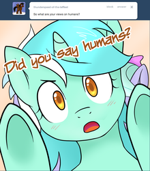 Size: 751x852 | Tagged: safe, artist:marikaefer, cloudchaser, flitter, lyra heartstrings, pony, ask flitter and cloudchaser, g4, :o, ask, blushing, bust, colored pupils, cute, fourth wall, fourth wall pose, humie, looking at you, lyrabetes, open mouth, portrait, that pony sure does love humans, tumblr, underhoof, wide eyes
