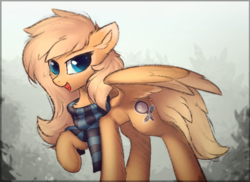 Size: 1039x757 | Tagged: safe, artist:breakdream, oc, oc only, oc:mirta whoowlms, pegasus, pony, clothes, female, mare, scarf, solo