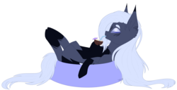 Size: 3900x2000 | Tagged: safe, artist:honeybbear, oc, oc only, oc:gloss, pegasus, pony, coconut, female, food, high res, mare, simple background, solo, transparent background