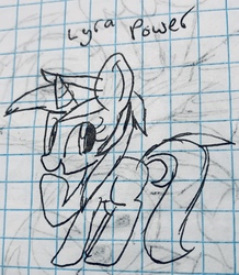 Size: 2146x2460 | Tagged: safe, artist:rainbow eevee, lyra heartstrings, pony, g4, cute, female, graph paper, high res, lineart, lyrabetes, missing cutie mark, old art, pen drawing, solo, traditional art