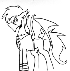 Size: 1244x1269 | Tagged: safe, oc, oc only, oc:thunder mikhailov, bat pony, pony, bandana, glasses, looking at you, solo