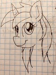 Size: 2687x3589 | Tagged: safe, artist:rainbow eevee, derpibooru exclusive, lyra heartstrings, pony, g4, bust, female, graph paper, high res, old art, pen drawing, solo, traditional art