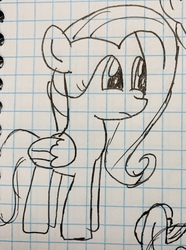 Size: 2321x3116 | Tagged: safe, artist:rainbow eevee, fluttershy, pony, g4, female, graph paper, high res, old art, pen drawing, solo, traditional art