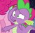 Size: 760x720 | Tagged: safe, screencap, pinkie pie, spike, dragon, g4, my little pony: friendship is magic, the beginning of the end, claws, cropped, male, offscreen character, reaction image, solo focus, tail, winged spike, wings