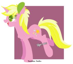 Size: 1280x1133 | Tagged: safe, artist:snow angel, sunshine smiles, pony, unicorn, g4, abstract background, chest fluff, colored pupils, cute, female, leg fluff, mare, open mouth, profile, solo
