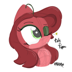 Size: 1000x1000 | Tagged: safe, artist:allmightymighty, oc, oc only, oc:belle pepper, pony, :p, bust, female, mare, one eye closed, simple background, sketch, solo, tongue out, white background, wink
