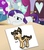 Size: 1056x1197 | Tagged: safe, artist:rainbow eevee, edit, edited screencap, screencap, rarity, dog, german shepherd, pony, unicorn, forever filly, g4, my little pony: friendship is magic, canterlot carousel, cookie, exploitable, female, food, hoof hold, mare, meme, nom, rarity's photo, solo, teary eyes