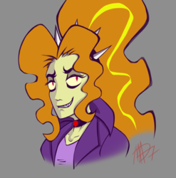 Size: 950x963 | Tagged: safe, artist:madness-with-reason, derpibooru exclusive, adagio dazzle, equestria girls, g4, disguise, disguised siren, female, gray background, simple background, smug, solo