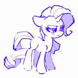 Size: 900x900 | Tagged: safe, artist:dawnfire, rarity, pony, unicorn, g4, female, mare, missing cutie mark, monochrome, simple background, sketch, solo, white background