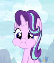 Size: 315x367 | Tagged: safe, screencap, starlight glimmer, pony, unicorn, g4, student counsel, aweeg*, chipmunk cheeks, cropped, cute, eating, female, glimmerbetes, mare, puffy cheeks, smiling, solo