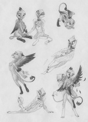 Size: 3210x4462 | Tagged: safe, artist:joestick, oc, oc only, griffon, cute, female, griffon oc, monochrome