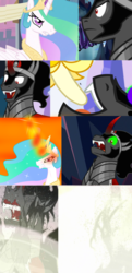 Size: 1500x3100 | Tagged: artist needed, safe, edit, edited screencap, screencap, king sombra, princess celestia, umbrum, g4, the beginning of the end, banana, bananalestia, eating, food, vector, you know for kids
