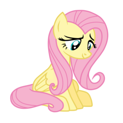 Size: 2000x2000 | Tagged: safe, artist:realgamerkitten, fluttershy, pegasus, pony, g4, female, folded wings, high res, looking down, mare, simple background, sitting, smiling, solo, three quarter view, transparent background, vector, wings