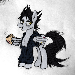 Size: 3000x3000 | Tagged: safe, artist:marhafka, artist:nudzbirb, oc, oc:blowzy mane, pegasus, pony, clothes, coffee mug, high res, hoodie, mug