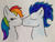 Size: 1280x973 | Tagged: safe, artist:dragonpriness, rainbow dash, soarin', pony, g4, crayon drawing, female, kissing, male, marker drawing, ship:soarindash, shipping, straight, traditional art