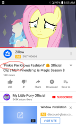 Size: 720x1193 | Tagged: safe, fluttershy, pony, fake it 'til you make it, g4, season 8, implied pinkie pie, mistakes were made, you had one job, youtube, youtube link