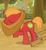 Size: 281x306 | Tagged: safe, screencap, big macintosh, earth pony, pony, g4, going to seed, my little pony: friendship is magic, colt big macintosh, cropped, eyes closed, horse collar, male, raised hoof, solo, younger