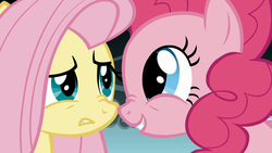 Size: 1280x720 | Tagged: safe, screencap, fluttershy, pinkie pie, pony, dragonshy, g4, boop, cute, duo, nose wrinkle, noseboop