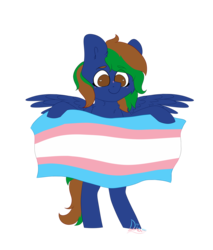 Size: 1024x1203 | Tagged: safe, artist:diantrex, oc, oc only, oc:twisted cyclone, pegasus, pony, female, flag, mare, pride, pride month, simple background, smiling, solo, transgender, transgender pride flag, transparent background, wingding eyes, wings