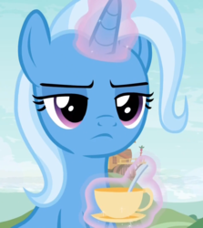 Size: 964x1080 | Tagged: safe, screencap, trixie, pony, g4, student counsel, cropped, cup, female, magic, mare, solo, teacup