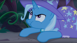 Size: 1676x932 | Tagged: safe, screencap, trixie, pony, g4, student counsel, nose wrinkle, puffy cheeks, scrunchy face