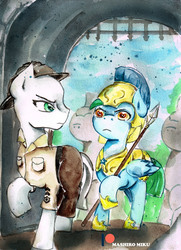 Size: 2409x3334 | Tagged: safe, artist:mashiromiku, oc, earth pony, pony, commission, high res, patreon, patreon logo, traditional art, watercolor painting