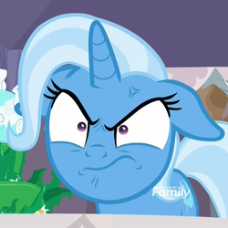 Size: 1078x1078 | Tagged: safe, screencap, trixie, pony, unicorn, g4, student counsel, angry, cropped, cross-popping veins, discovery family logo, ears back, faic, female, furious, grimace, mare, narrowed eyes, rage, shrunken pupils, solo, vein, vein bulge